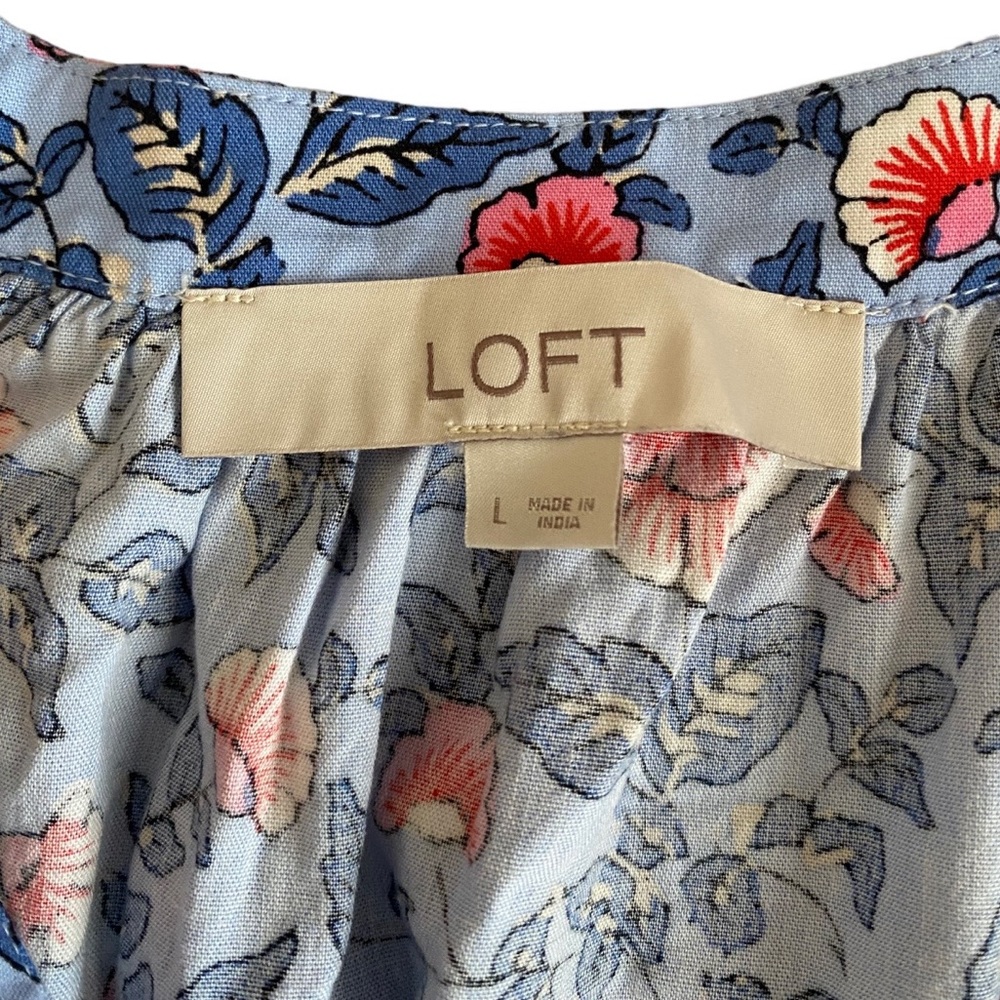 LOFT Blue Floral Blouse - Picture 6 of 7